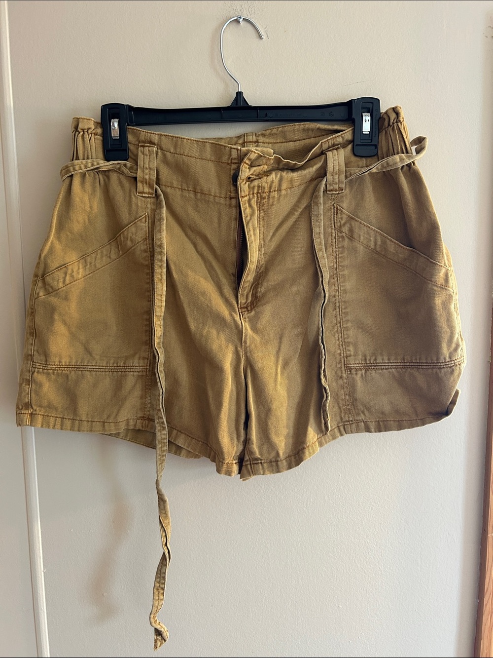 Old Navy Mustard Utility Cargo Shorts with Tie Belt